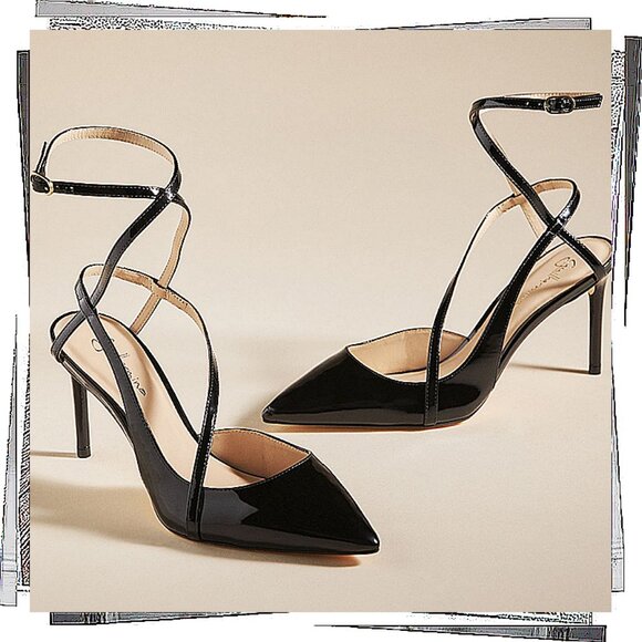 Black Patent Leather Pointy Toe Heels (38 EU) by Guilhermina - Picture 1 of 13